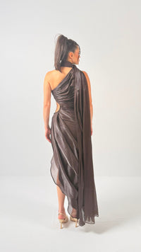 One shoulder crinkle dress
